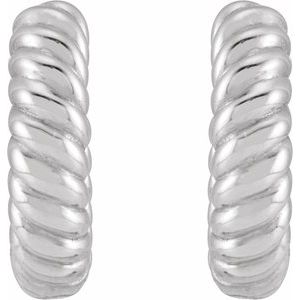 Sterling Silver 10x2.5 mm Rope Huggie Hoop Earrings Siddiqui Jewelers