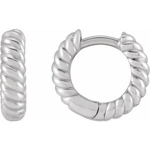 Platinum 10x2.5 mm Left Rope Huggie Hoop Earring Siddiqui Jewelers