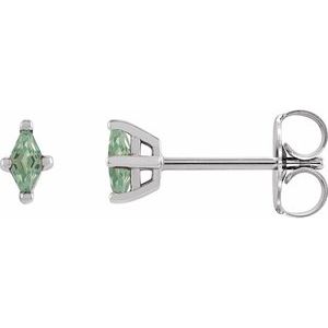 14K White 4x2 mm Lab-Grown Green Sapphire Earrings Siddiqui Jewelers