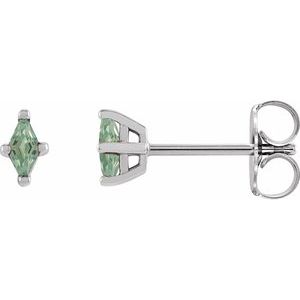 Platinum 4x2 mm Lab-Grown Green Sapphire Earrings Siddiqui Jewelers