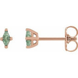 14K Rose 4x2 mm Lab-Grown Green Sapphire Earrings Siddiqui Jewelers