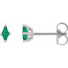 Platinum 4x2 mm Lab-Grown Emerald Earrings Siddiqui Jewelers