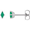 14K White 4x2 mm Lab-Grown Emerald Earrings Siddiqui Jewelers
