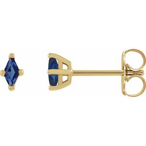 14K Yellow 4x2 mm Lab-Grown Blue Sapphire Earrings Siddiqui Jewelers