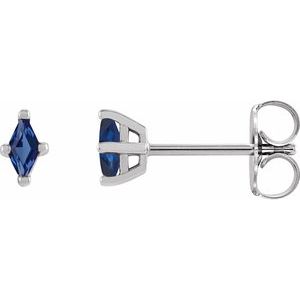 14K White 4x2 mm Lab-Grown Blue Sapphire Earrings Siddiqui Jewelers