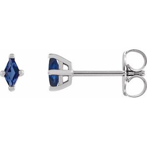 Sterling Silver 4x2 mm Lab-Grown Blue Sapphire Earrings Siddiqui Jewelers