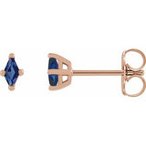 14K Rose 4x2 mm Lab-Grown Blue Sapphire Earrings Siddiqui Jewelers