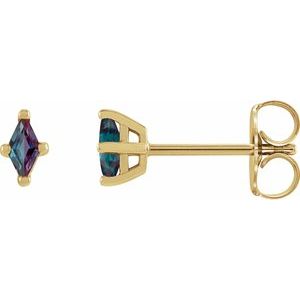 14K Yellow 4x2 mm Lab-Grown Alexandrite Earrings Siddiqui Jewelers