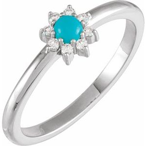 14K White Natural Turquoise & .07 CTW Natural Diamond Halo-Style Ring  Siddiqui Jewelers