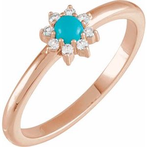 14K Rose Natural Turquoise & .07 CTW Natural Diamond Halo-Style Ring  Siddiqui Jewelers