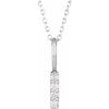 14K White .07 CTW Natural Diamond Vertical Bar 16-18" Necklace Siddiqui Jewelers