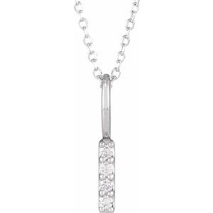 14K White .07 CTW Natural Diamond Vertical Bar 16-18" Necklace Siddiqui Jewelers