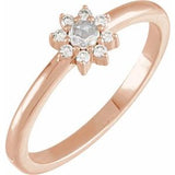 14K Rose 1/6 CTW Rose-Cut Natural Diamond & Faceted Natural Diamond Halo-Style Ring Siddiqui Jewelers