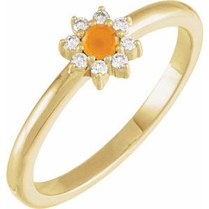 14K Yellow Natural Citrine & .07 CTW Natural Diamond Halo-Style Ring  Siddiqui Jewelers