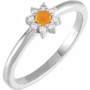 14K White Natural Citrine & .07 CTW Natural Diamond Halo-Style Ring
 Siddiqui Jewelers