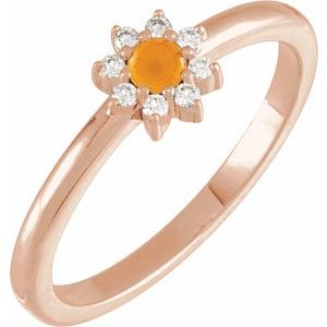 14K Rose Natural Citrine & .07 CTW Natural Diamond Halo-Style Ring  Siddiqui Jewelers