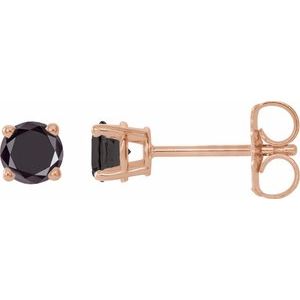 14K Rose 1/2 CTW Natural Black Diamond Stud Earrings Siddiqui Jewelers