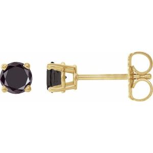 14K Yellow 1/2 CTW Natural Black Diamond Stud Earrings Siddiqui Jewelers