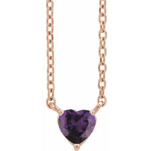 14K Rose Natural Amethyst Heart 16-18" Necklace Siddiqui Jewelers