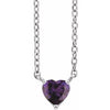 14K White Natural Amethyst Heart 16-18" Necklace Siddiqui Jewelers