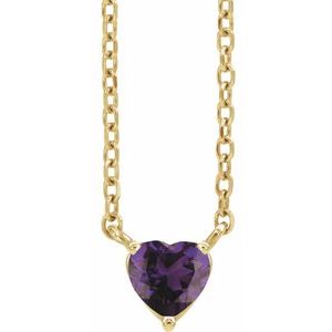 14K Yellow Natural Amethyst Heart 16-18" Necklace Siddiqui Jewelers
