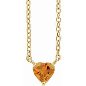14K Yellow Natural Citrine Heart 16-18" Necklace Siddiqui Jewelers