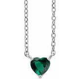 Sterling Silver Lab-Grown Emerald Heart 16-18" Necklace Siddiqui Jewelers