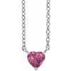 Sterling Silver Natural Pink Tourmaline Heart 16-18" Necklace Siddiqui Jewelers