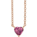 14K Rose Natural Pink Tourmaline Heart 16-18" Necklace Siddiqui Jewelers