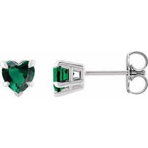 Platinum Lab-Grown Emerald Stud Earring Siddiqui Jewelers