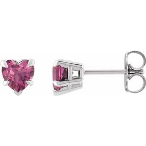 Platinum Natural Pink Tourmaline Stud Earring Siddiqui Jewelers