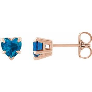 14K Rose Natural London Blue Topaz Stud Earring Siddiqui Jewelers