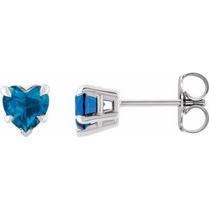 Sterling Silver Natural London Blue Topaz Stud Earring Siddiqui Jewelers