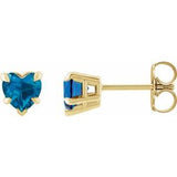 14K Yellow Natural London Blue Topaz Stud Earring Siddiqui Jewelers