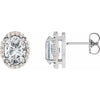 Platinum Stuller Lab-Grown Moissanite & .04 CTW Natural Diamond Halo-Style Earrings Siddiqui Jewelers