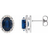 Platinum Lab-Grown Blue Sapphire & .04 CTW Natural Diamond Halo-Style Earrings Siddiqui Jewelers