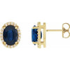 14K Yellow Lab-Grown Blue Sapphire & .04 CTW Natural Diamond Halo-Style Earrings Siddiqui Jewelers