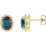 14K Yellow 5x3 mm Lab-Grown Alexandrite & .04 CTW Natural Diamond Halo-Style Earring Siddiqui Jewelers