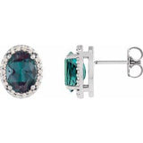 14K White 5x3 mm Lab-Grown Alexandrite & .06 CTW Natural Diamond Halo-Style Earring
 Siddiqui Jewelers