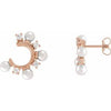 14K Rose Cultured White Freshwater Pearl & 1/3 CTW Natural Diamond Hoop Earrings  Siddiqui Jewelers