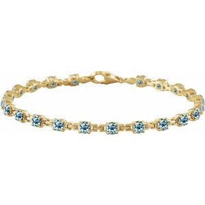14K Yellow Natural Sky Blue Topaz 7 1/4" Line Bracelet Siddiqui Jewelers