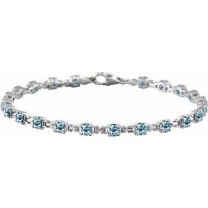 14K White Natural Sky Blue Topaz 7 1/4" Line Bracelet Siddiqui Jewelers