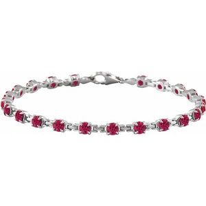 14K White Lab-Grown Ruby 7 1/4" Line Bracelet Siddiqui Jewelers