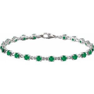 14K White Lab-Grown Emerald 7 1/4" Line Bracelet Siddiqui Jewelers