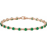 14K Rose Lab-Grown Emerald 7 1/4" Line Bracelet Siddiqui Jewelers