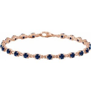 14K Rose Lab-Grown Blue Sapphire 7 1/4" Line Bracelet Siddiqui Jewelers
