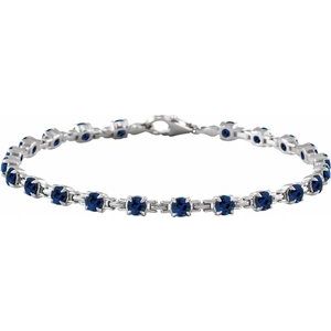 14K White Lab-Grown Blue Sapphire 7 1/4" Line Bracelet Siddiqui Jewelers