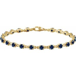 14K Yellow Lab-Grown Blue Sapphire 7 1/4" Line Bracelet Siddiqui Jewelers