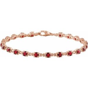 14K Rose Natural Mozambique Garnet 7 1/4" Line Bracelet Siddiqui Jewelers