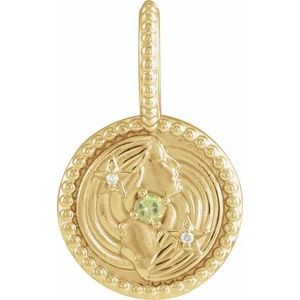 14K Yellow Natural Peridot & .005 CTW Natural Diamond Gemini Charm/Pendant Siddiqui Jewelers
